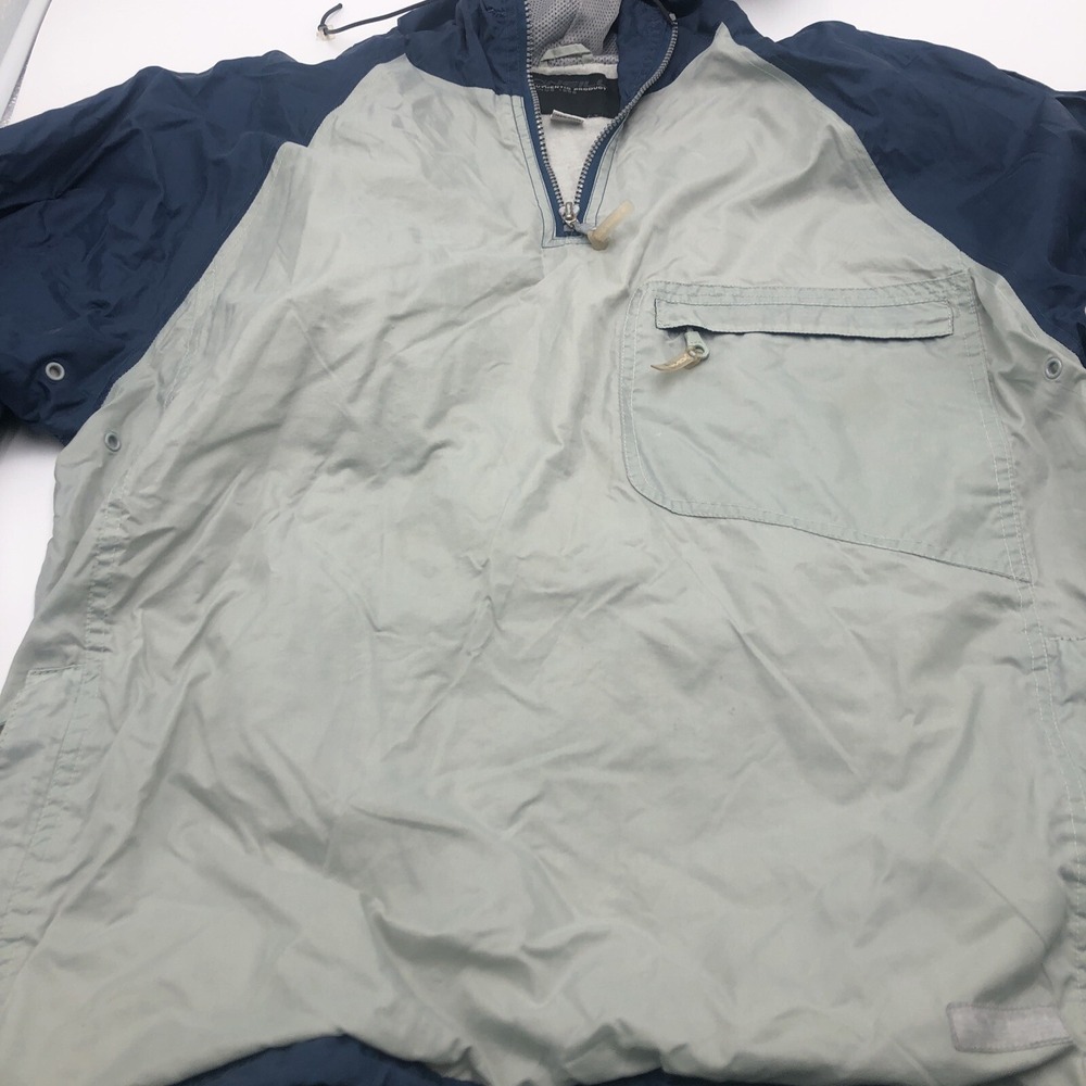 O'NEILL Mens Hooded Rain Jacket Medium Colourblock 100% Nylon Blue Light Gray